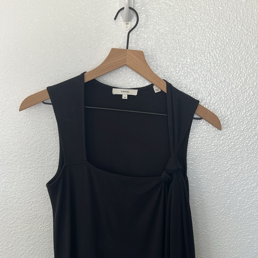 Vince Midi Dress in Black Belted Pima Cotton - Picture 3 of 11
